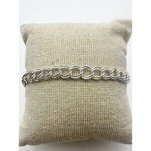 Sterling Silver 6mm Double Wire Chino Curb Link Charm Bracelet 8”